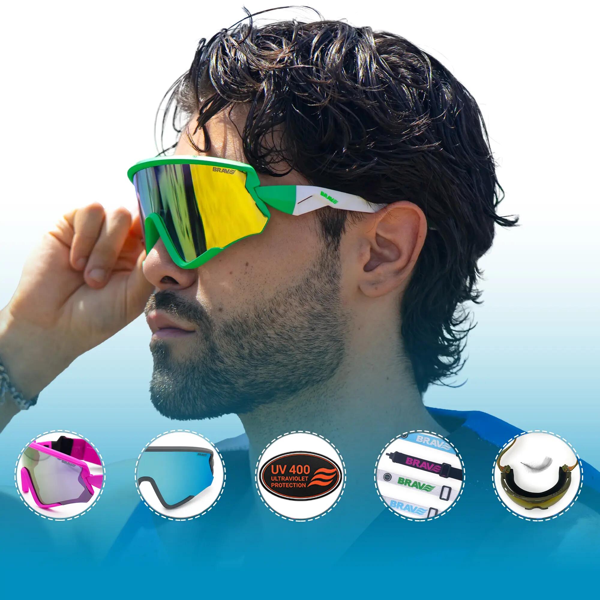 BRAVE RIFT Lime Bay Sportbrille, polarisiert, UV400, Kat. 3 5/7
