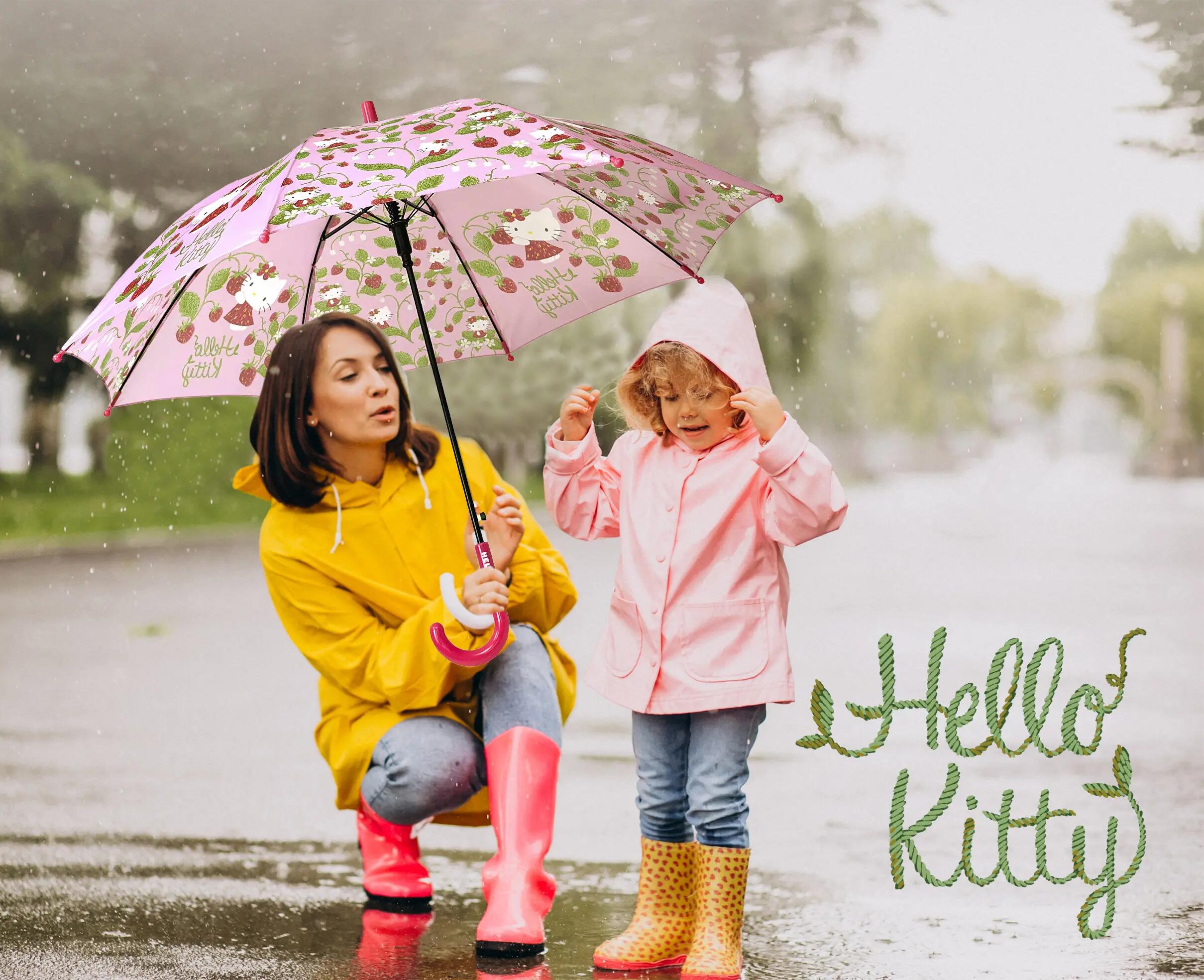 Paraguas Hello Kitty Rosa Niña Automático 4/4