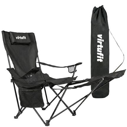Chaise Pliante Camping - Avec repose-pieds - Noir