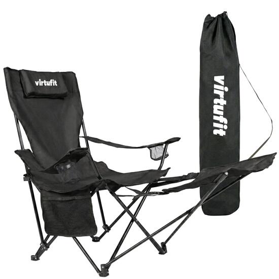 Chaise Pliante Camping - Avec repose-pieds - Noir