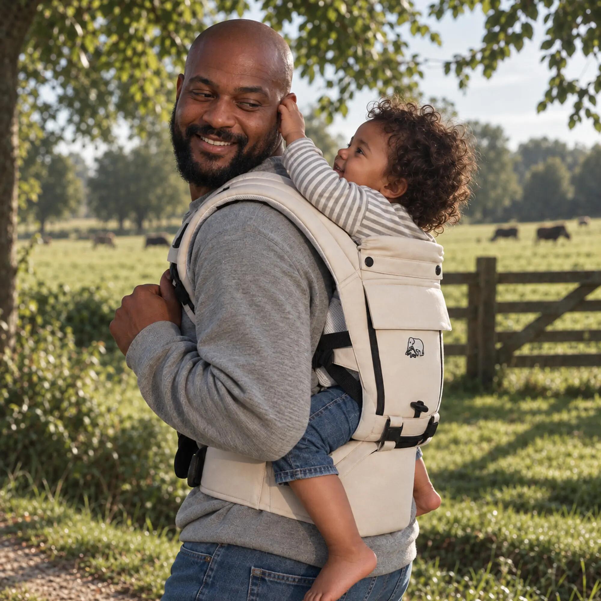 Pack Luxe Ergonomische draagzak - Babydrager + Opbergvakjes - Zand 2/10