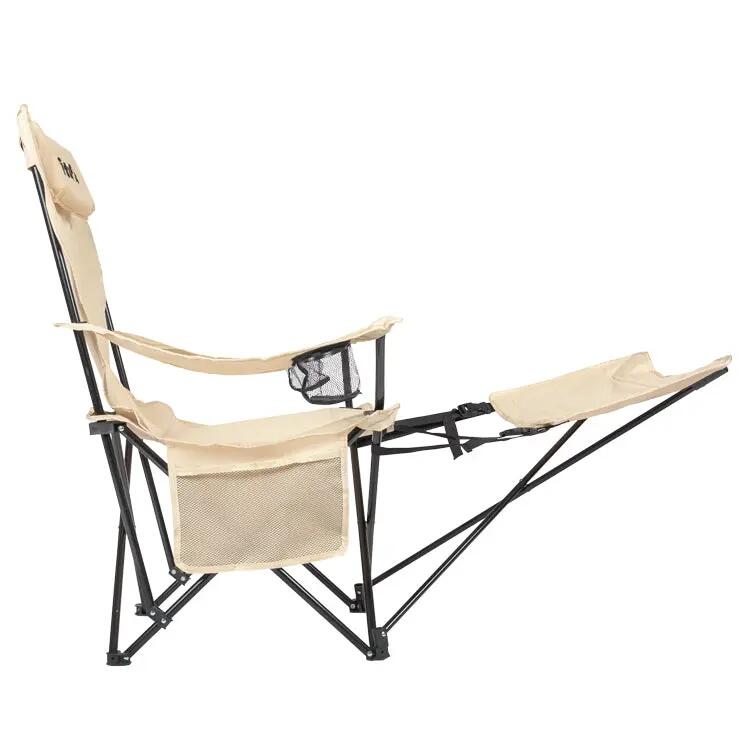 Chaise de camping pliable avec repose-pieds - beige - lot de 2 6/7