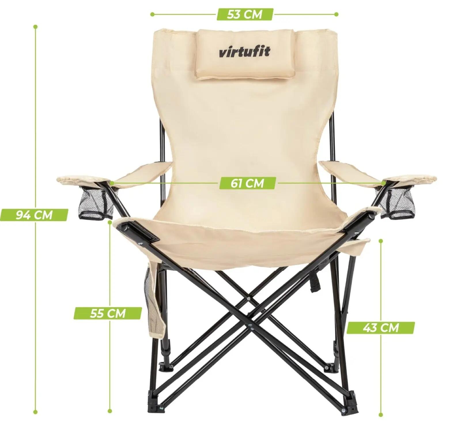 Sedia da campeggio - Pieghevole - Con poggiapiedi - Beige 4/8