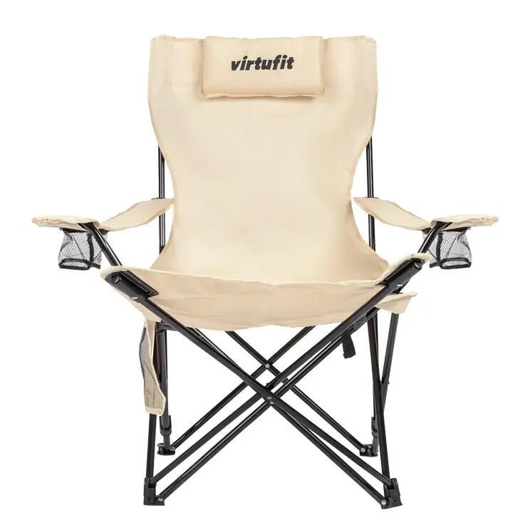 Sedia da campeggio - Pieghevole - Con poggiapiedi - Beige 3/8
