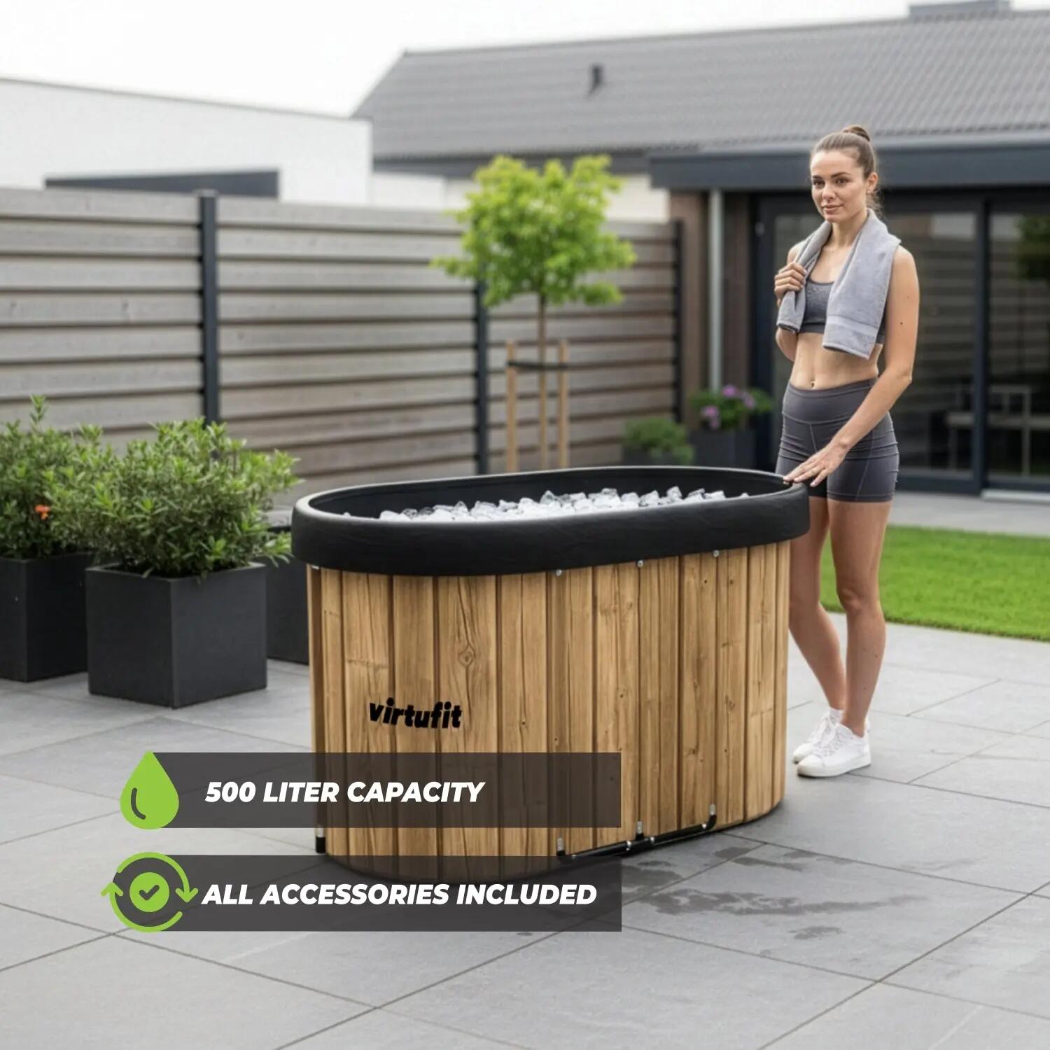 Oval Ice Bath 500 literes ovális jégkád fa mintázattal 4/7