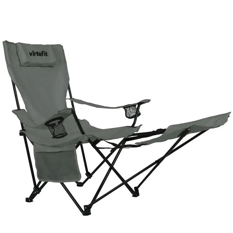 Chaise Pliante Camping - Avec repose-pieds - Gris 2/8
