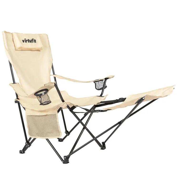 Sedia da campeggio - Pieghevole - Con poggiapiedi - Beige 2/8