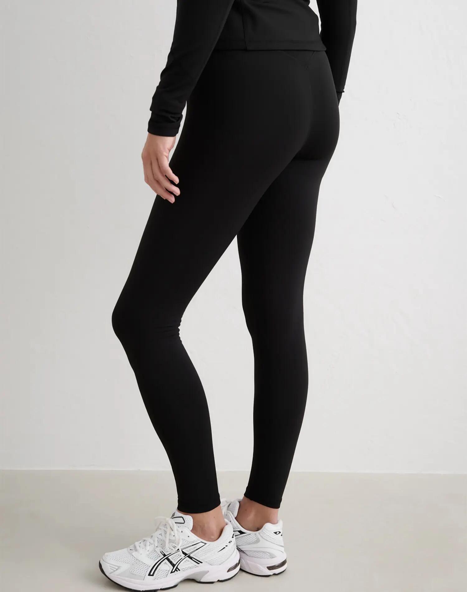 Mujer Mallas Cintura Alta Interior Cepillado second skin Abrigadas Negro 2/6