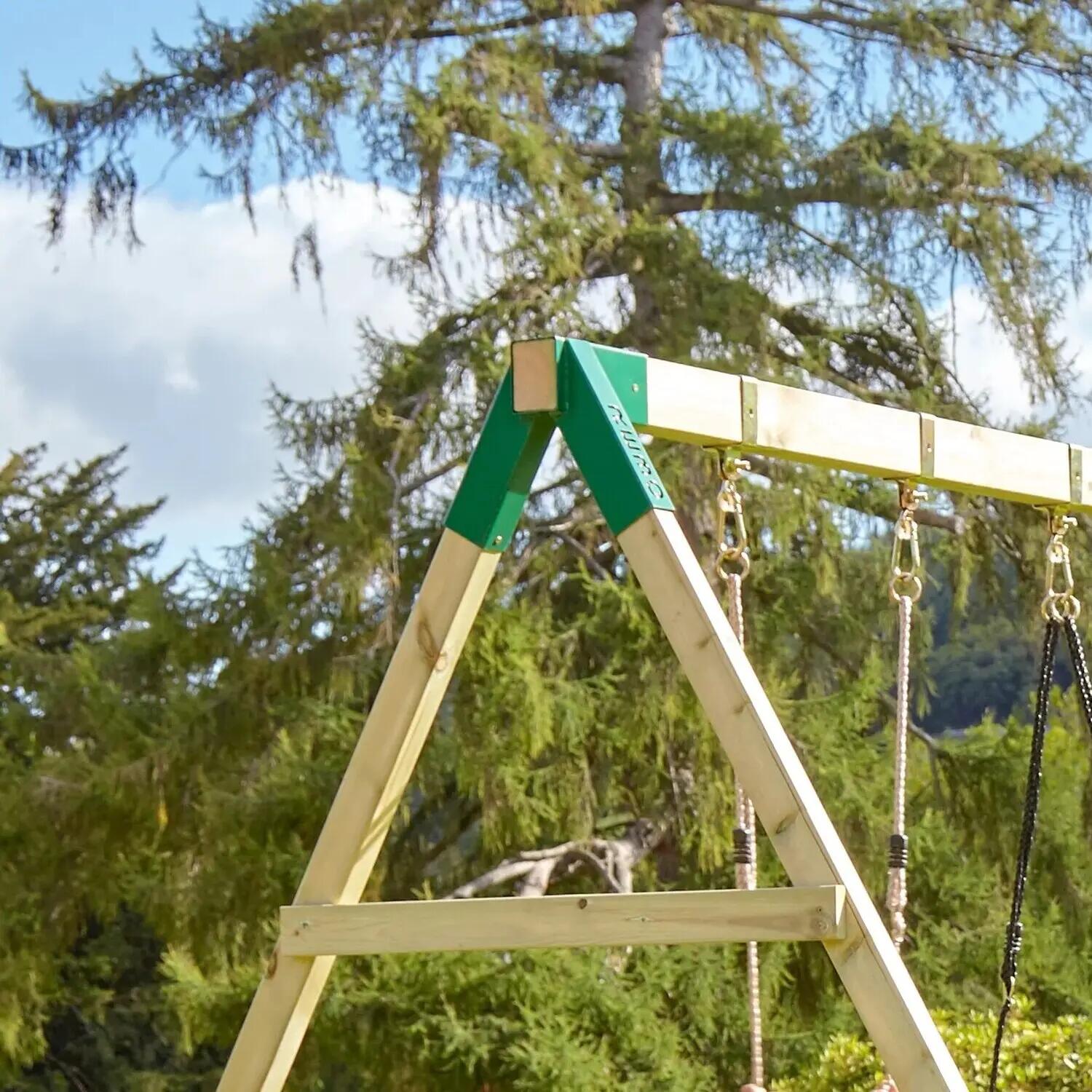 ClassicPlay Spielturm Rainier mit Doppelschaukel und Rutsche in Dunkelgrün 6/7