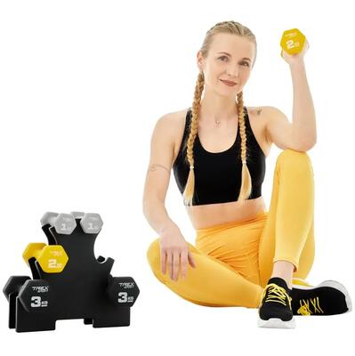 Set manubri fitness Trex Sport con supporto 2×1 kg 2×2 kg 2×3 kg