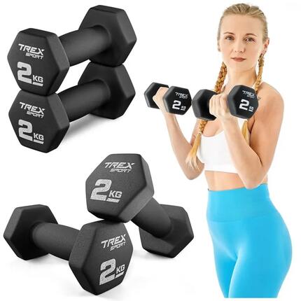 Zestaw hantelek żeliwnych neoprenowych Trex Sport TX‑020VD 2×2kg
