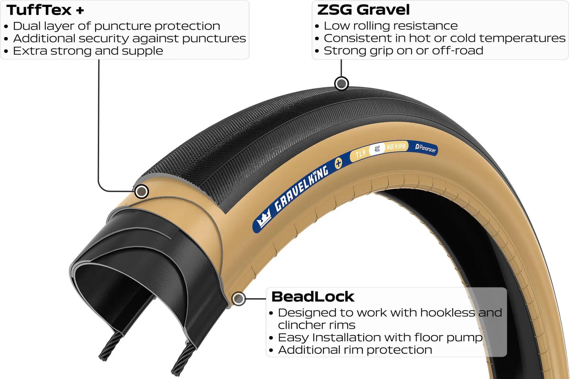 Pneu Gravel Panaracer GravelKing+ 700 mm Tubeless Ready Souple ZSG Gravel Compou 4/5