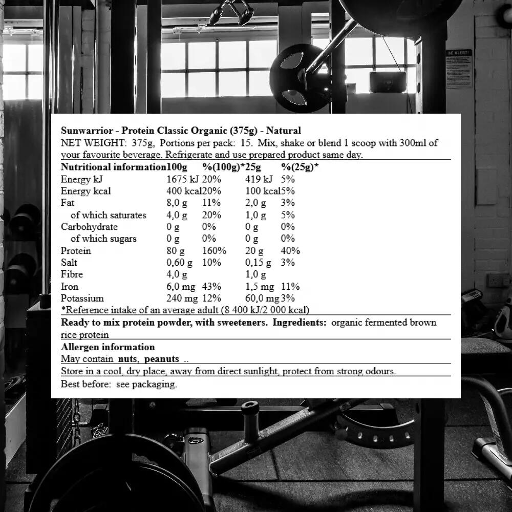 Sunwarrior Protein Classic Organic (375g) Natural - Protéines 3/3