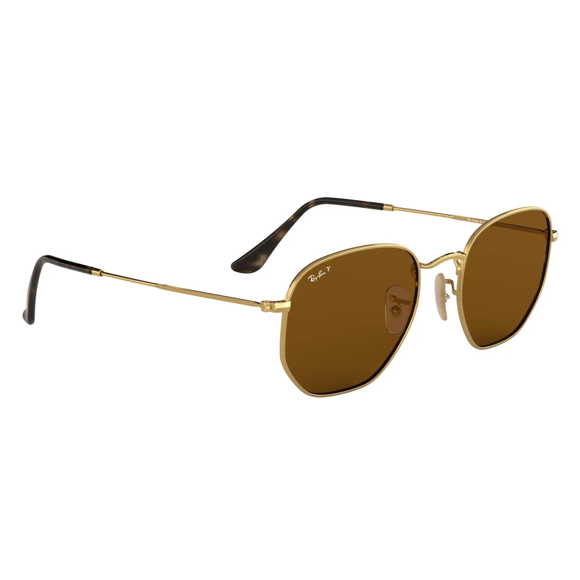 Ray-Ban Square Mens Gold Brown Polarized Sunglasses 7/7