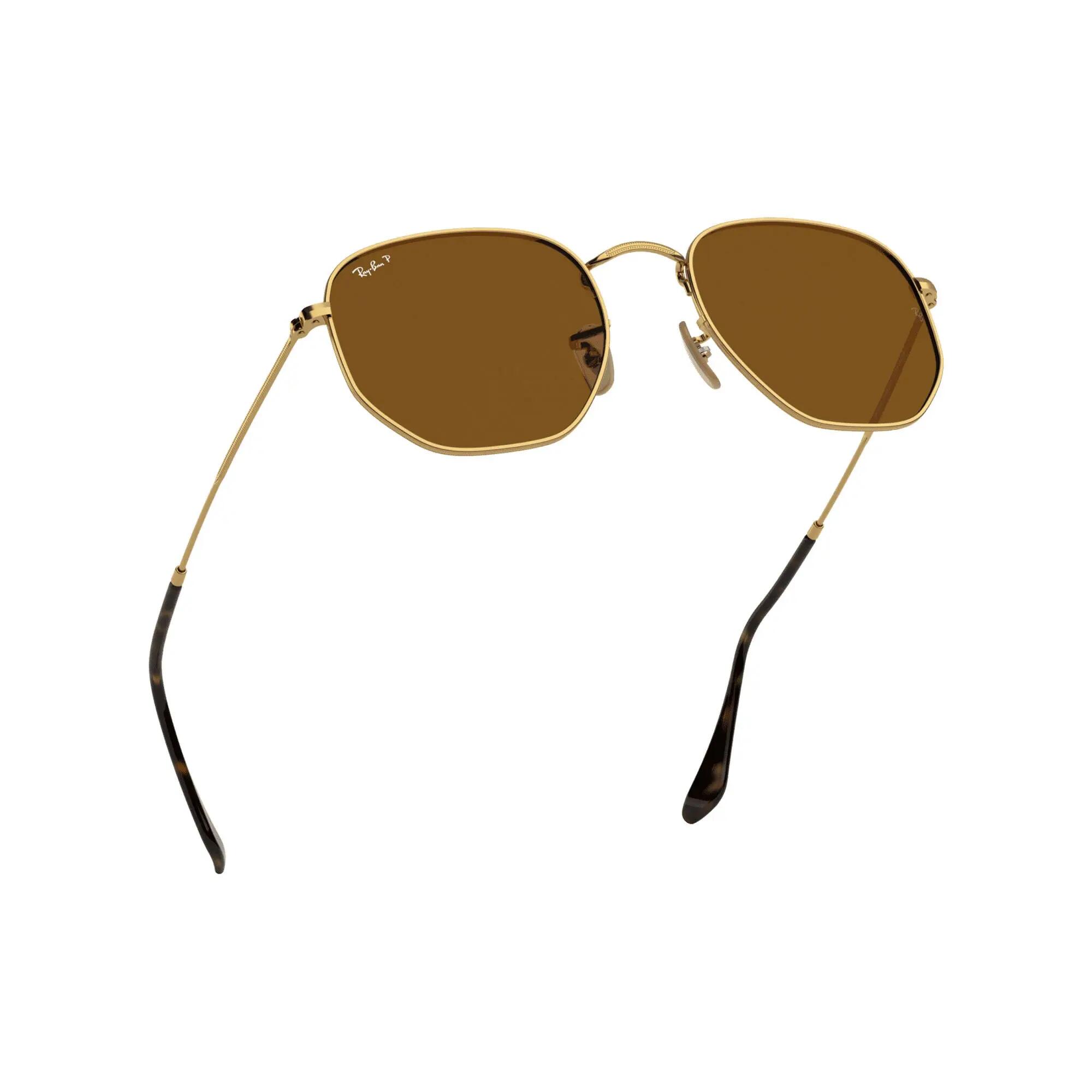 Ray-Ban Square Mens Gold Brown Polarized Sunglasses 6/7