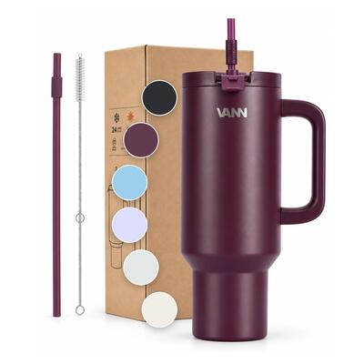 Drinkfles - one tumbler 1,2 l - rvs met rietje, lekvrij - off-white