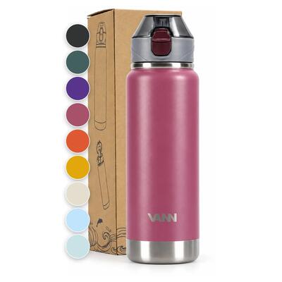 Drinkfles - activate bottle 750 ml - rvs met klik-rietjesdop - wild berry