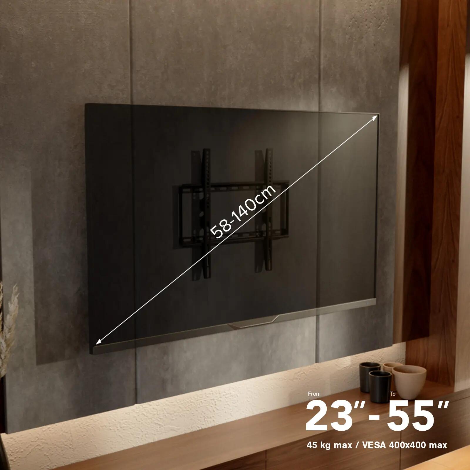 Support mural TV, FIXED, 55", 45kg, VESA 400x400 7/7
