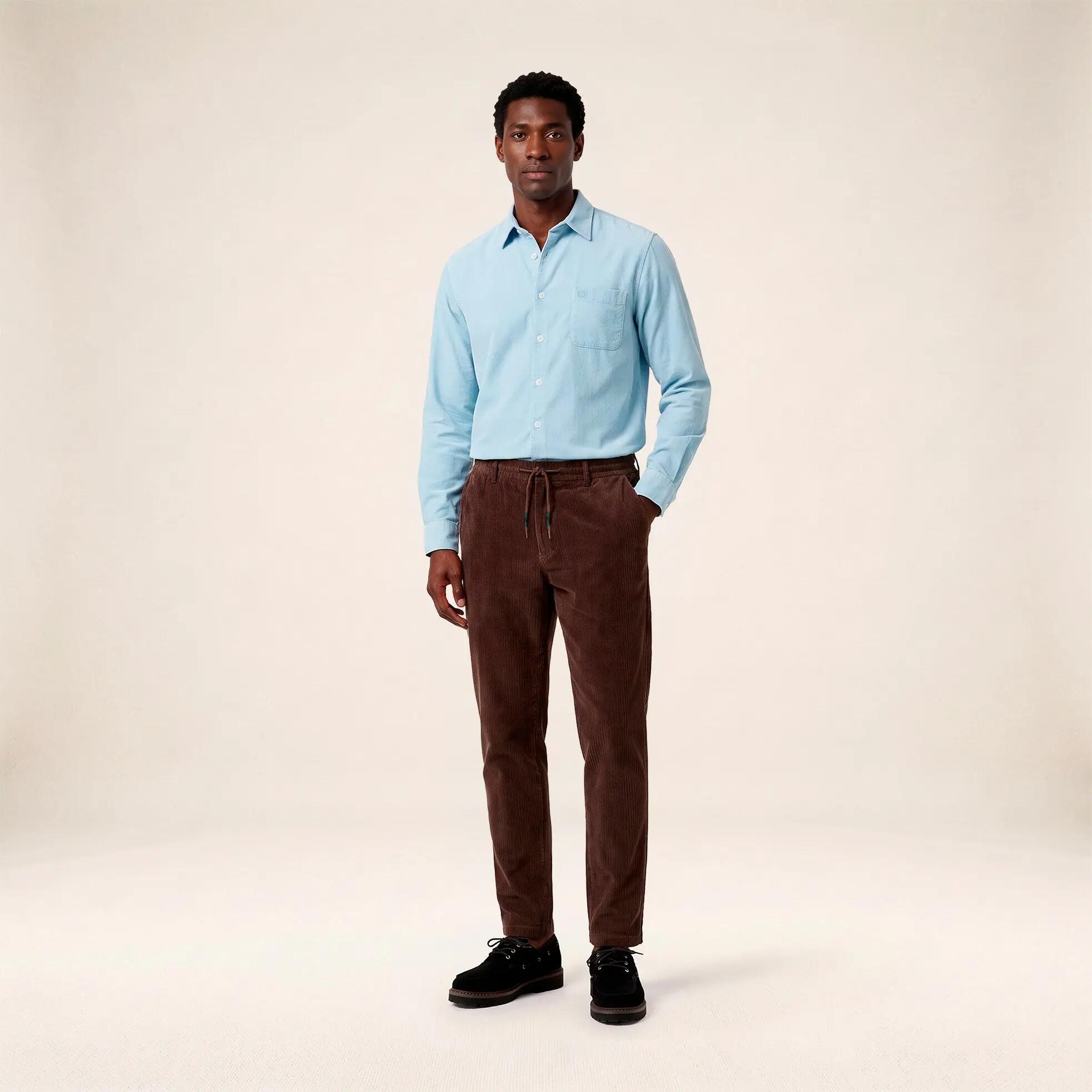 Chemise manches longues 100% coton milleraies bleu 6/6