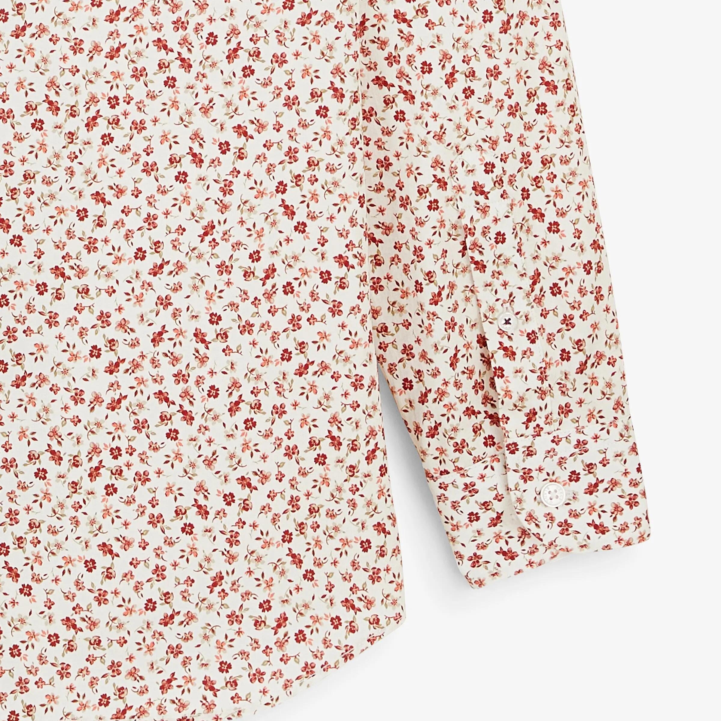 Chemise manches longues coton à fleurs rouge cerise 4/4
