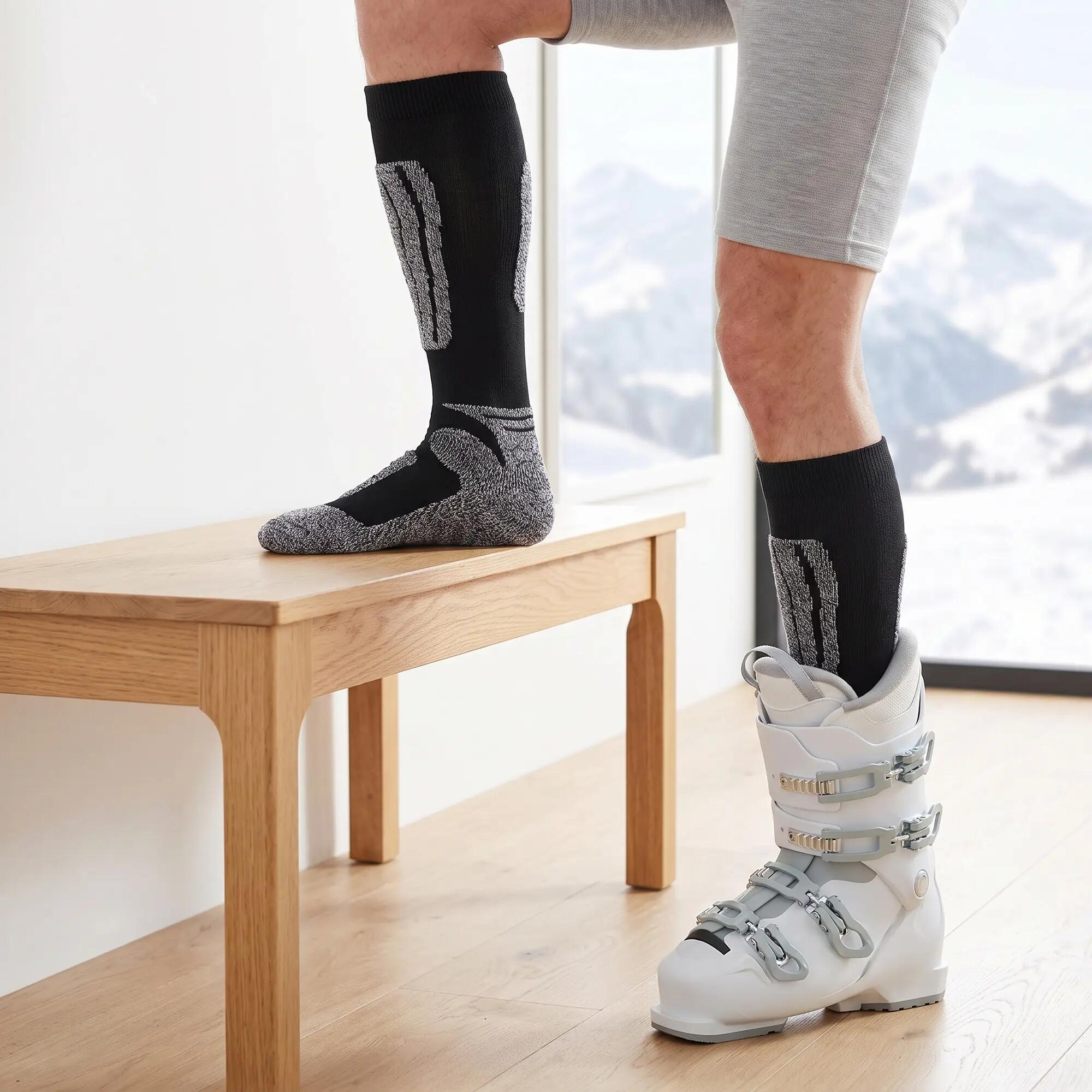 Damen Herren Ski Funktionssocken 4er Pack Kniestrümpfe gepolstert Wolle Snow 3/9