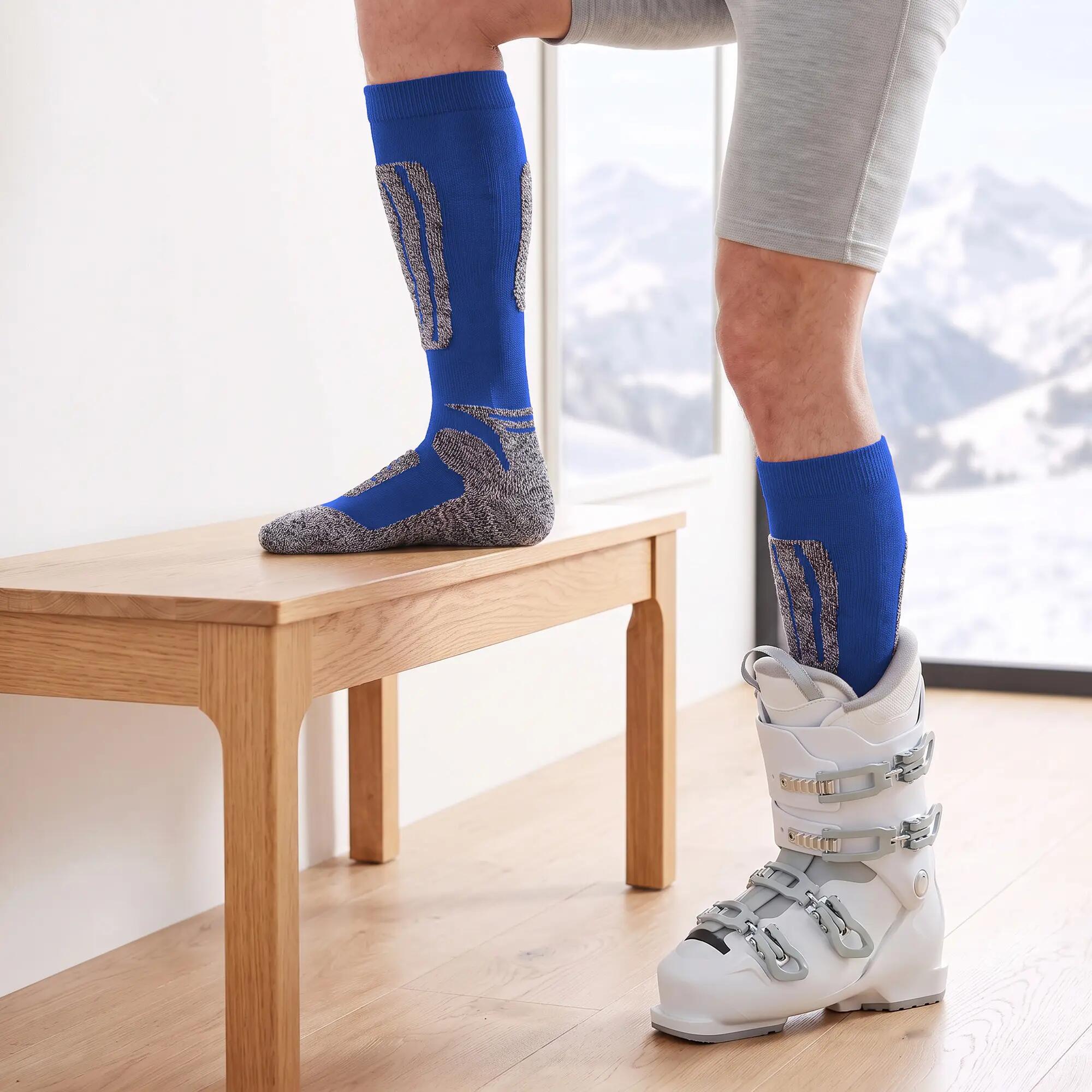Damen Herren Ski Funktionssocken 4er Pack Kniestrümpfe gepolstert Wolle Snow 3/9