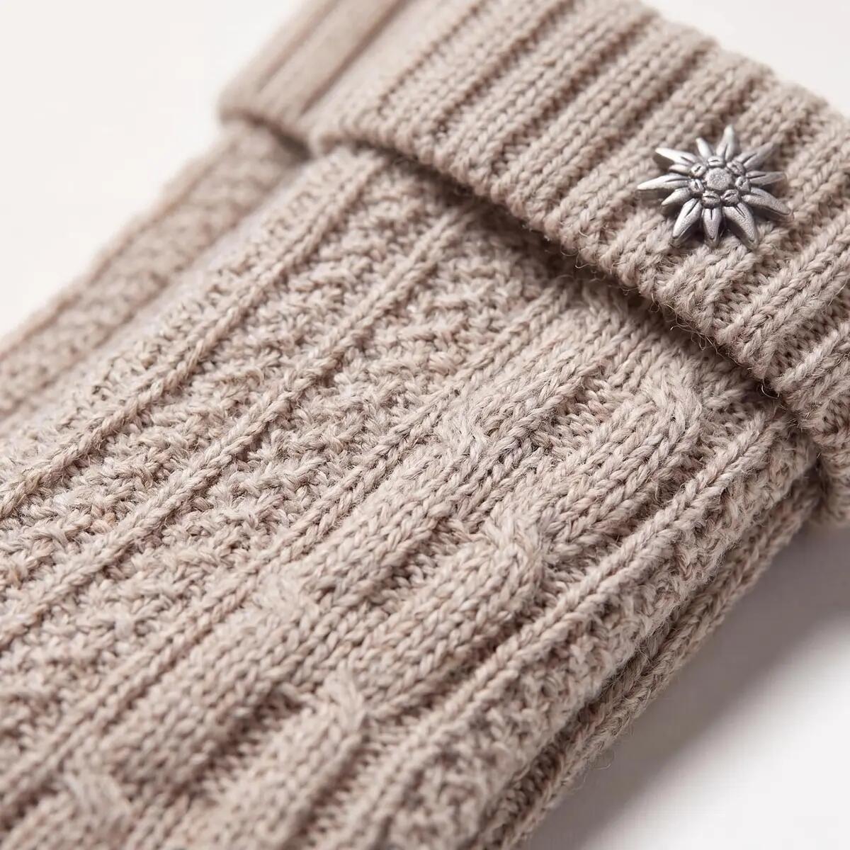 Damen Herren Trachtensocken kurz 2 Paar, Schoppersocken Zopfmuster Edelweiß-Pin 5/8