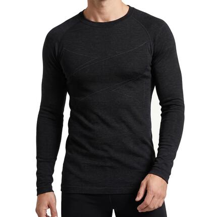 Herren Skiunterwäsche Funktionsshirt Rundhals Langarm Merinowolle seamless
