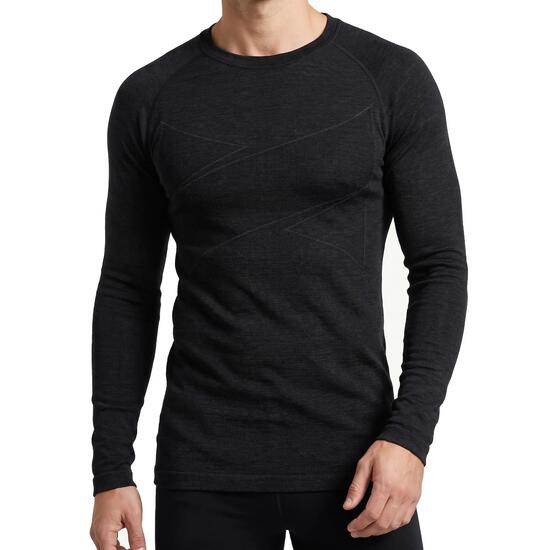 Herren Skiunterwäsche Funktionsshirt Rundhals Langarm Merinowolle seamless