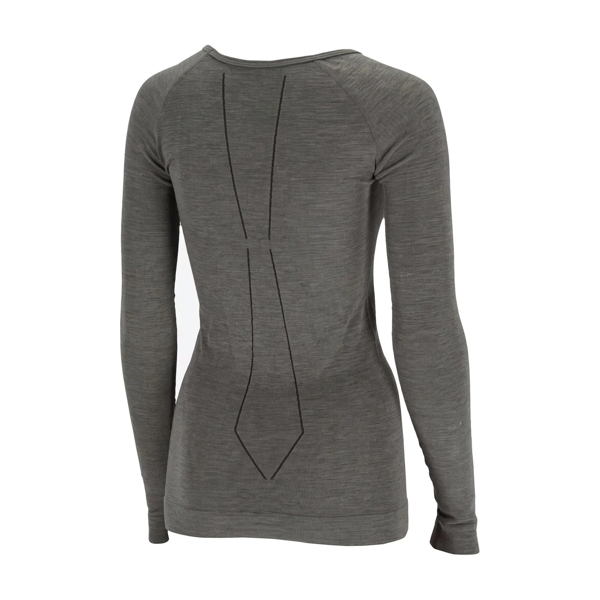 Damen Skiunterwäsche Langarmshirt Merinowolle Raglanärmel ohne Seitennaht 3/9