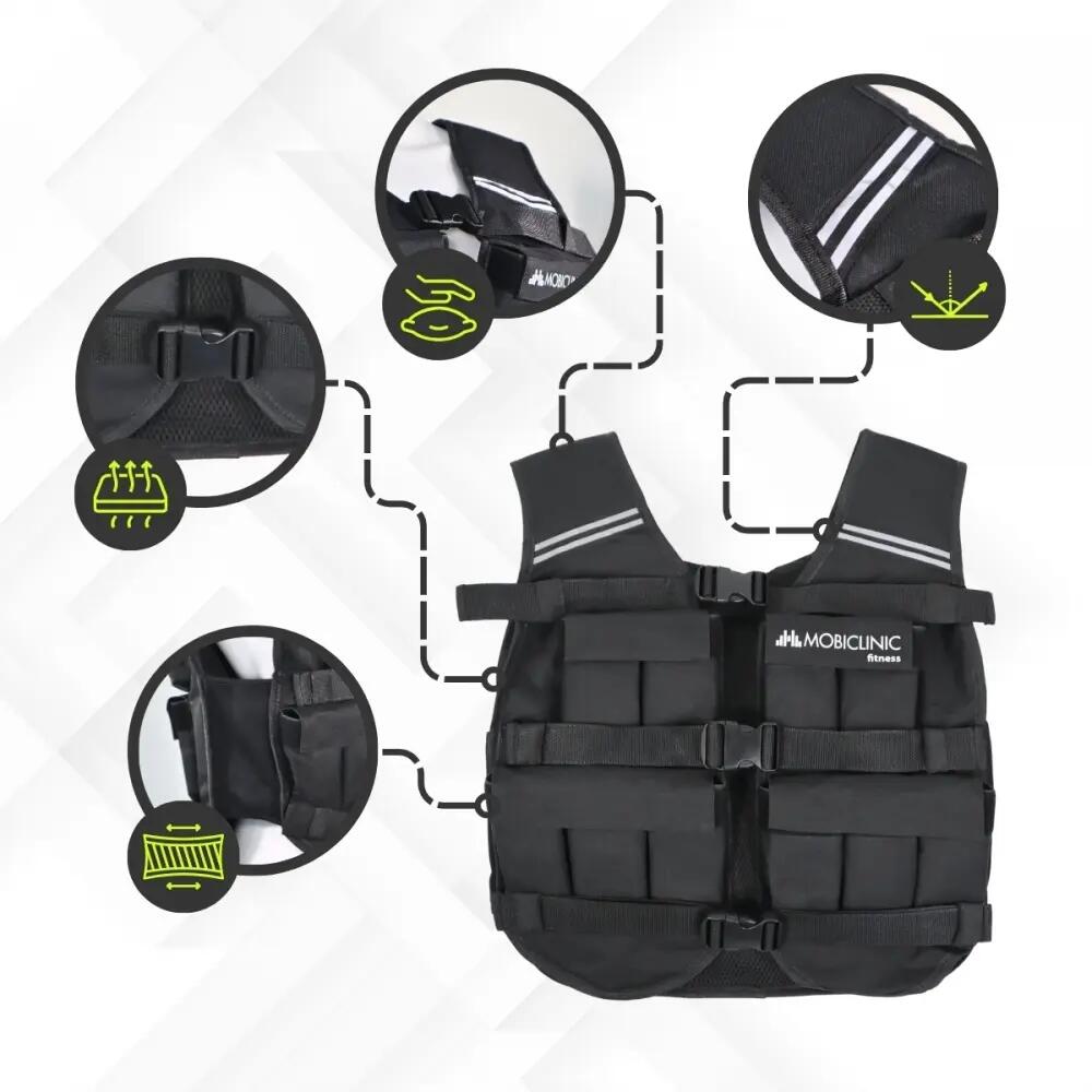 Weighted vest 10 kg Adjustable weight Breathable Padded Adaptable Black 5/7