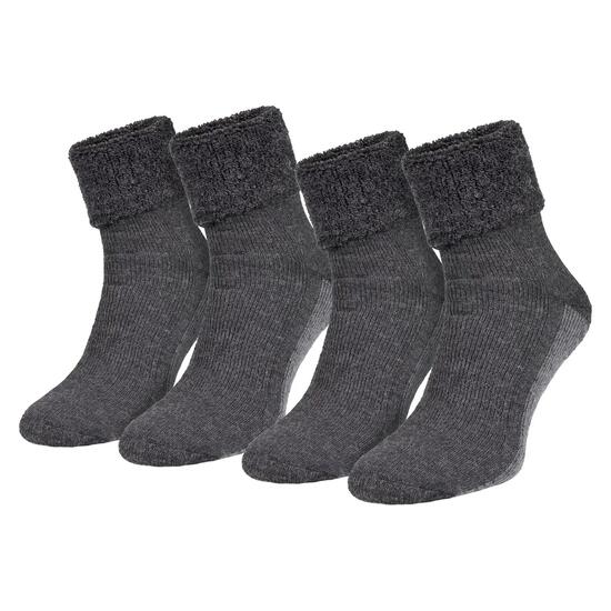 Damen Herren Stoppersocken mit Alpaka Wolle ABS-Noppensohle Umschlagbund 2 Paar