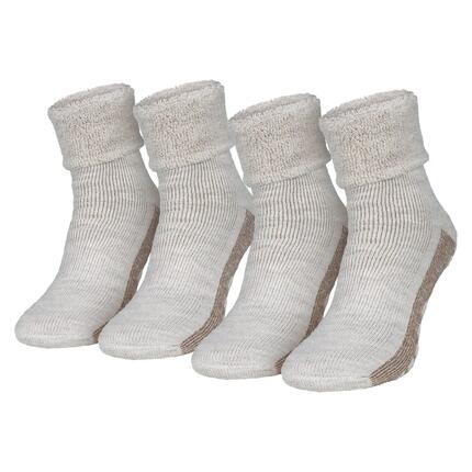 Damen Herren Stoppersocken mit Alpaka Wolle ABS-Noppensohle Umschlagbund 2 Paar