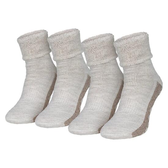 Damen Herren Stoppersocken mit Alpaka Wolle ABS-Noppensohle Umschlagbund 2 Paar