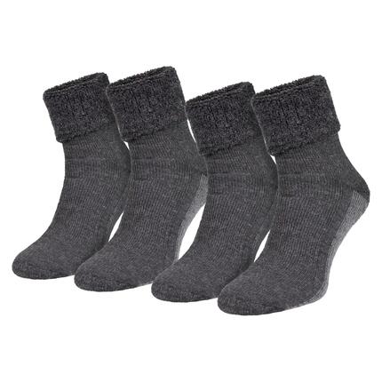 Damen Herren Stoppersocken mit Alpaka Wolle ABS-Noppensohle Umschlagbund 2 Paar