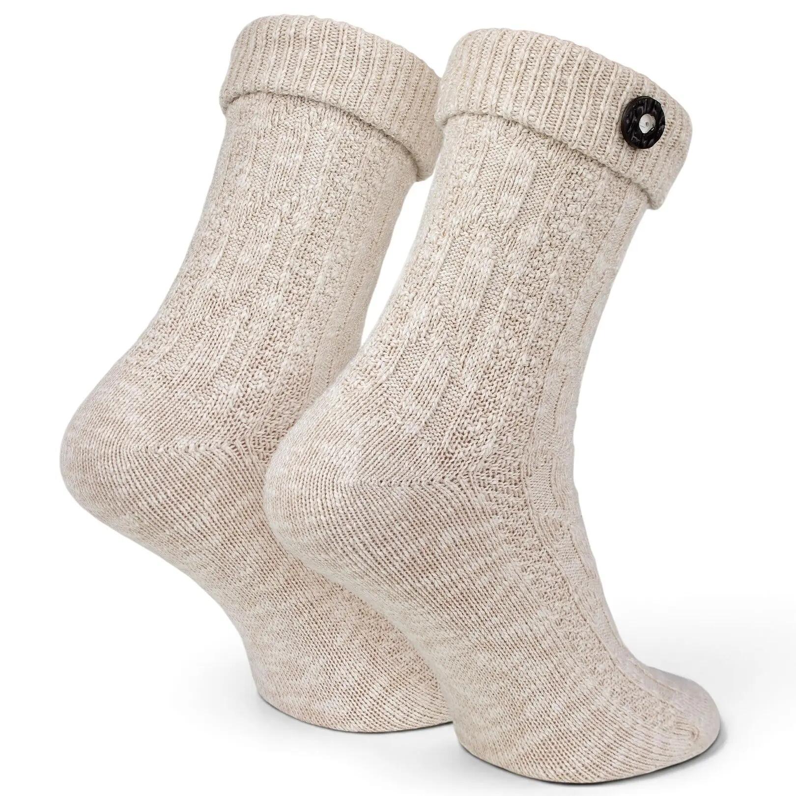 Trachtensocken mit Umschlagbund & Knopf für Damen Herren - Naturmelange 43/46 2/10