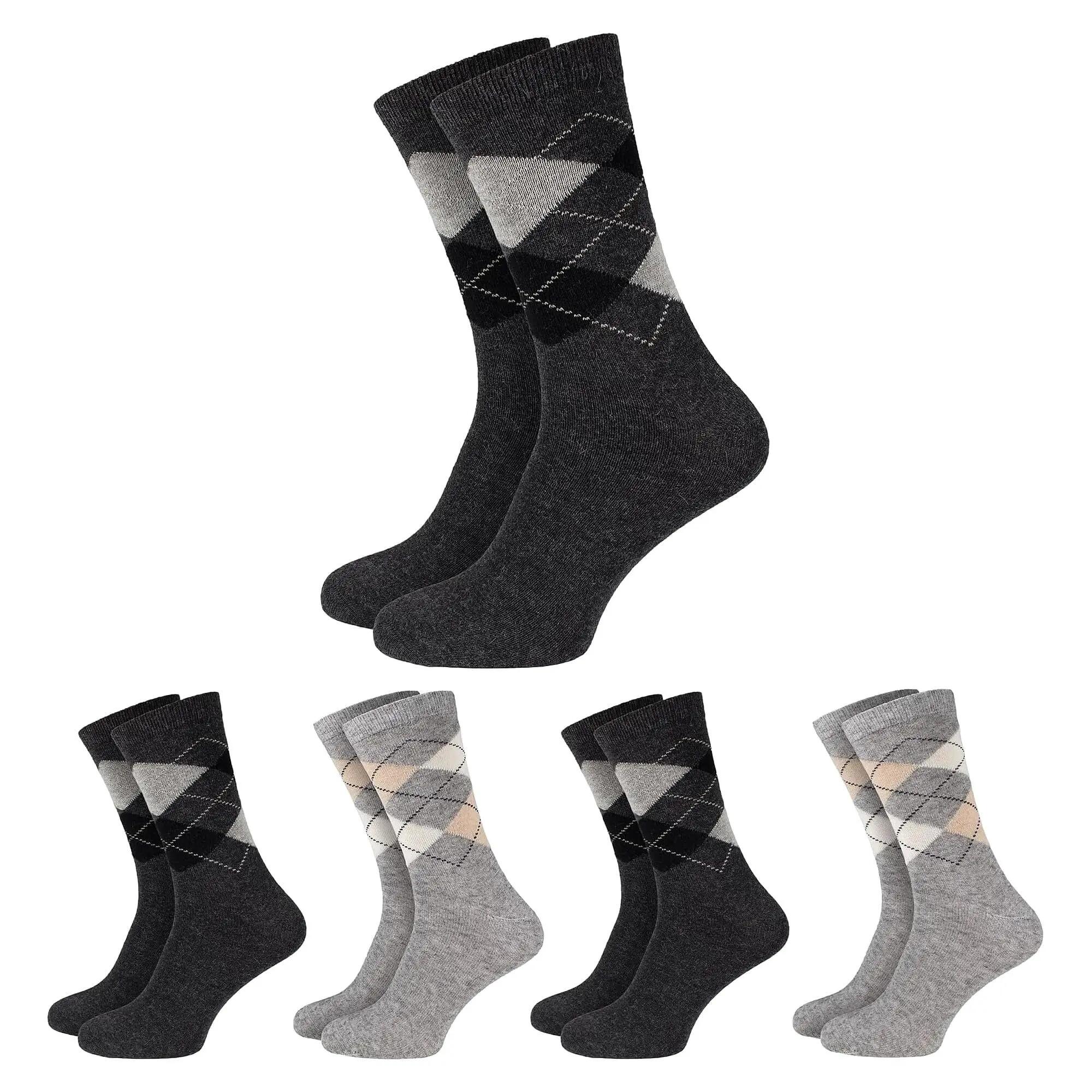 Damen Herren Business Karosocken Alpakawolle handgekettelte Zehennaht 4 Paar 3/6