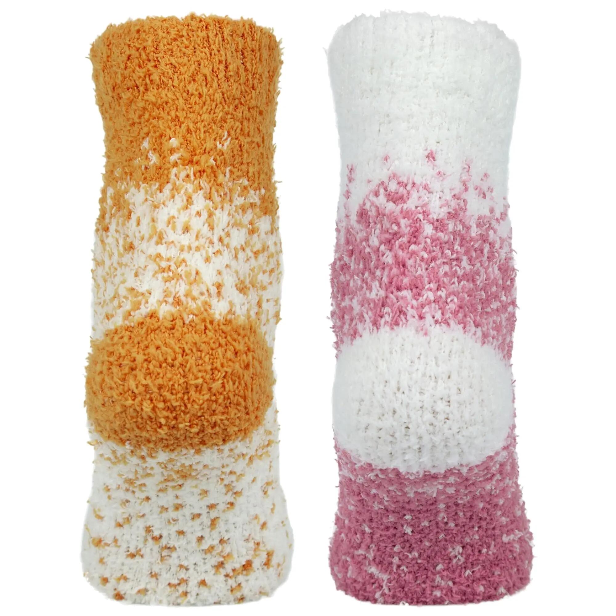 Damen Yoga Haussocken Kuschelsocken Bettsocken flauschig warm Komfortbund 4 Paar 3/6