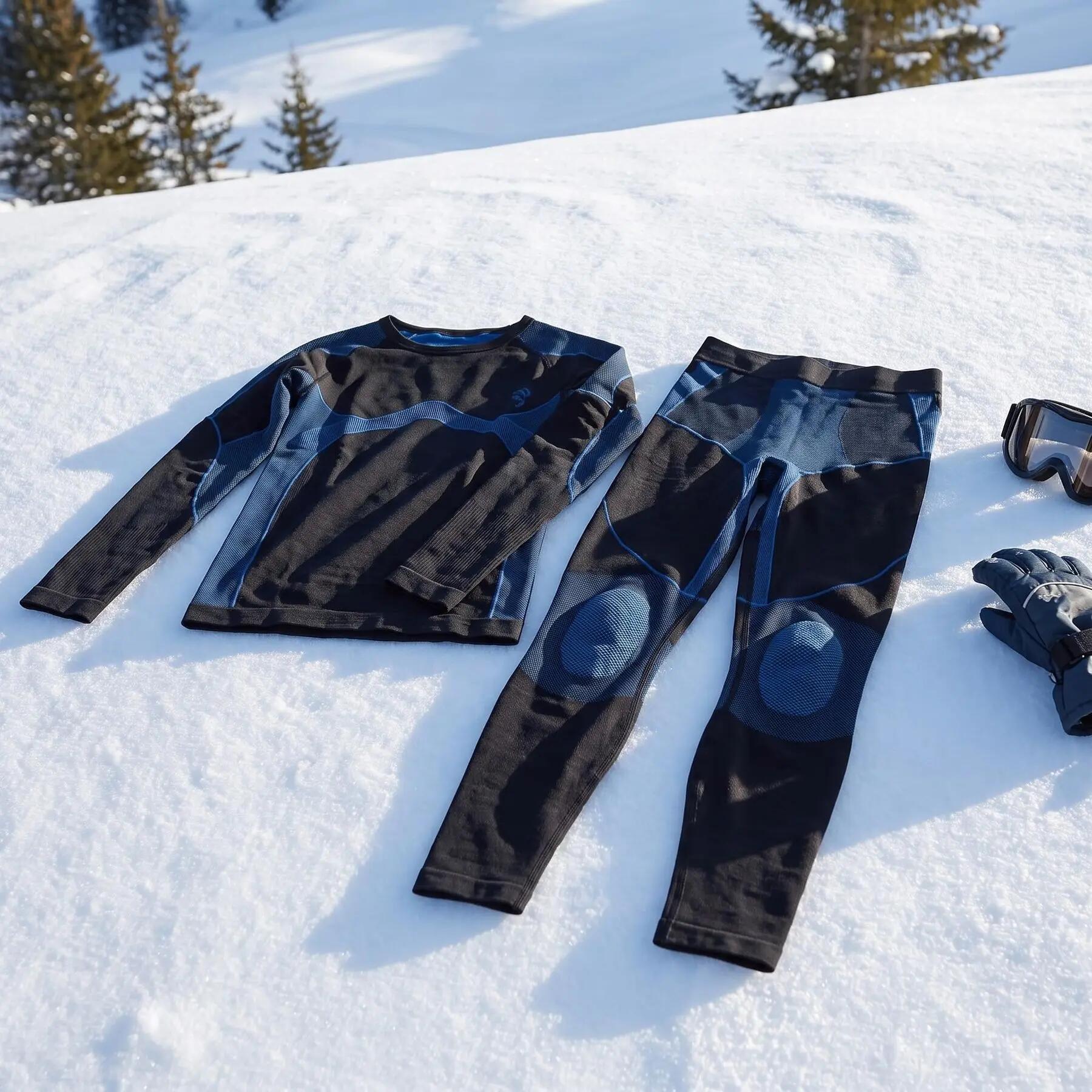 Jungen Mädchen Skiunterwäsche Set Funktionsshirt und lange Hose nahtlos wärmend 4/8
