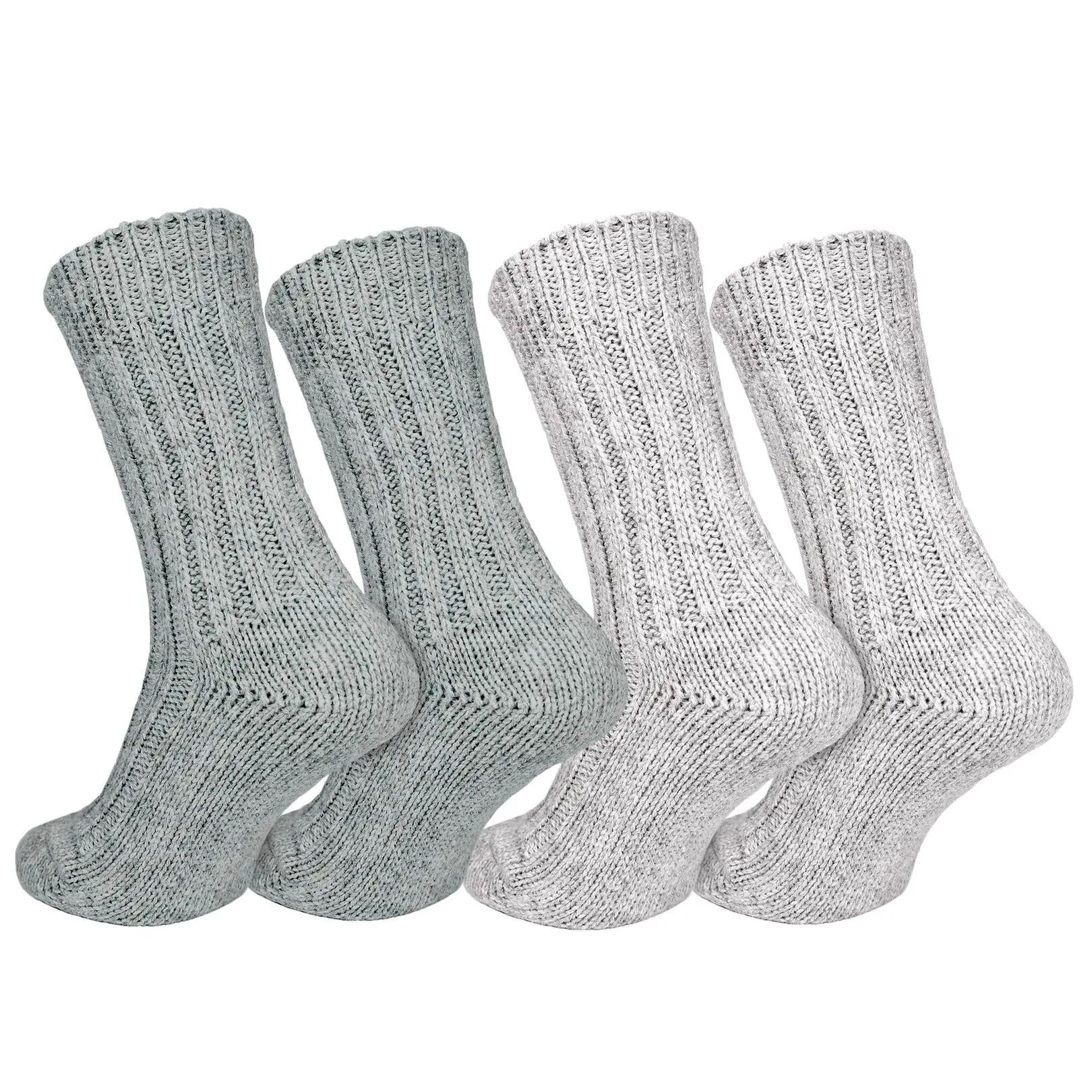 Damen Herren Winter Wollsocken dick gestrickt Alpaka elastischer Bund 4 Paar 3/7