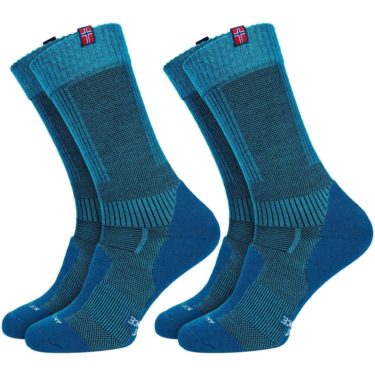 Damen Herren Wandersocken Trekking Merinowolle halbhoch mit Rippbund 2er Pack 3/8