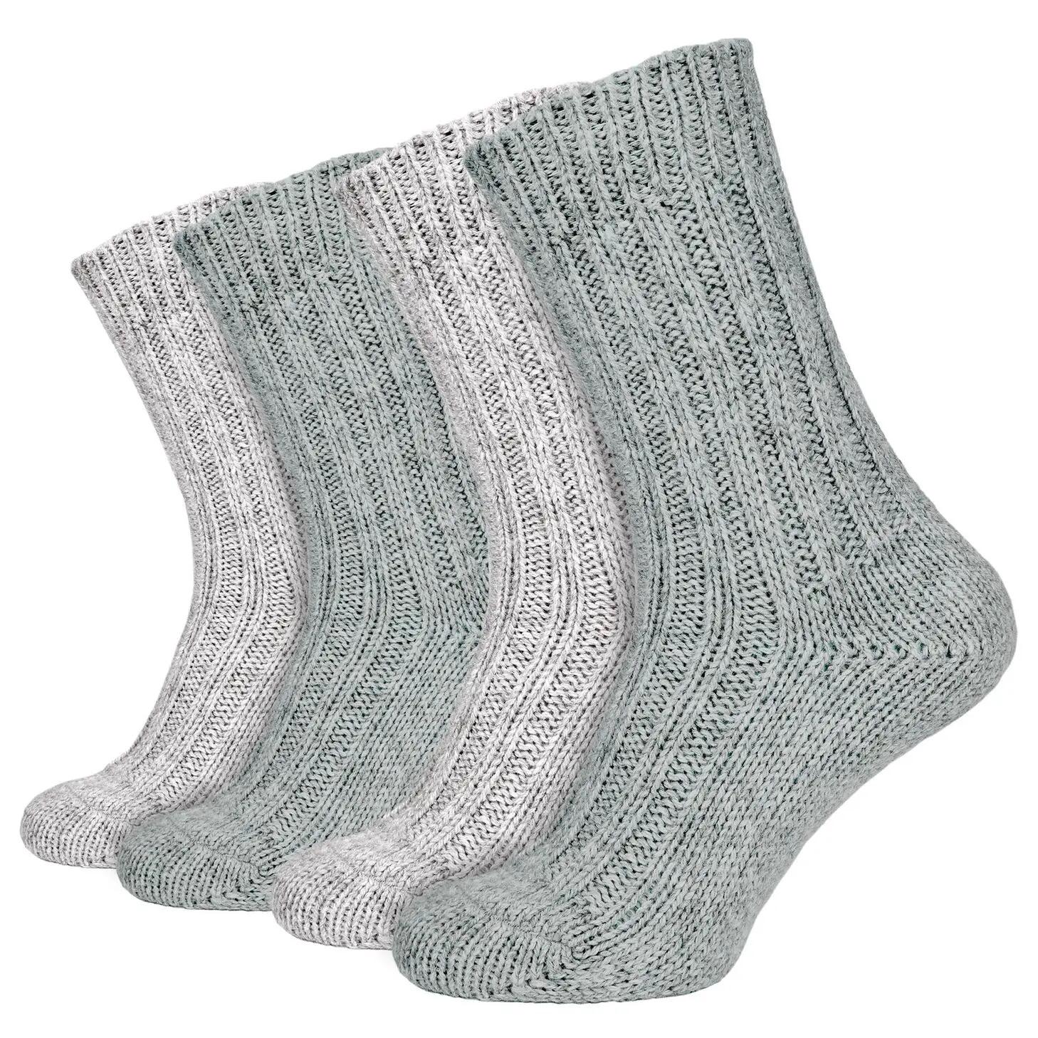 Damen Herren Winter Wollsocken dick gestrickt Alpaka elastischer Bund 4 Paar 2/7
