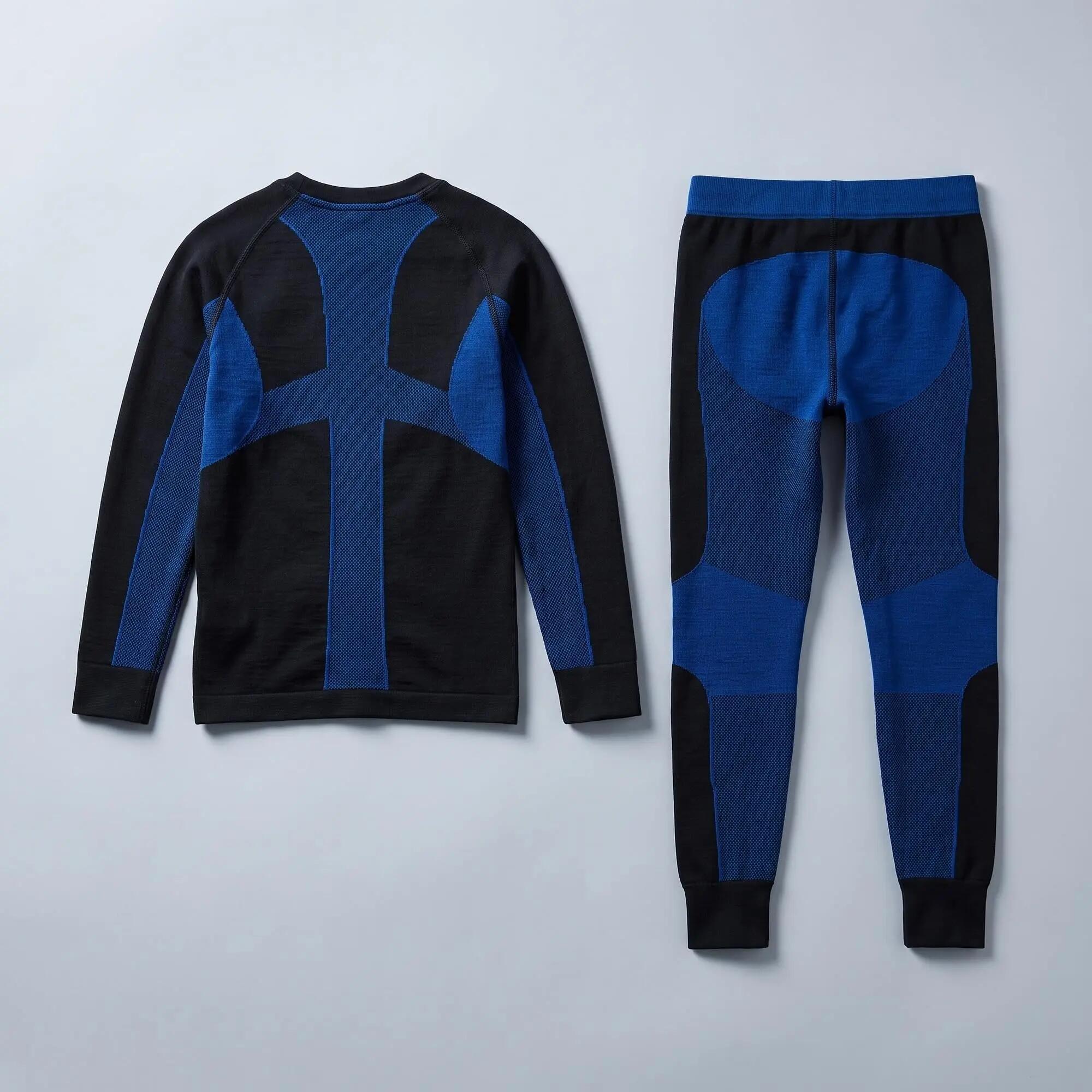 Jungen Mädchen Skiunterwäsche Set Funktionsshirt und lange Hose nahtlos wärmend 2/8