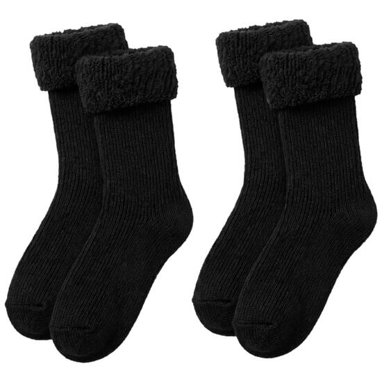Damen Herren Kuschelsocken mit Plüsch innen für Freizeit und Hütte 2 Paar