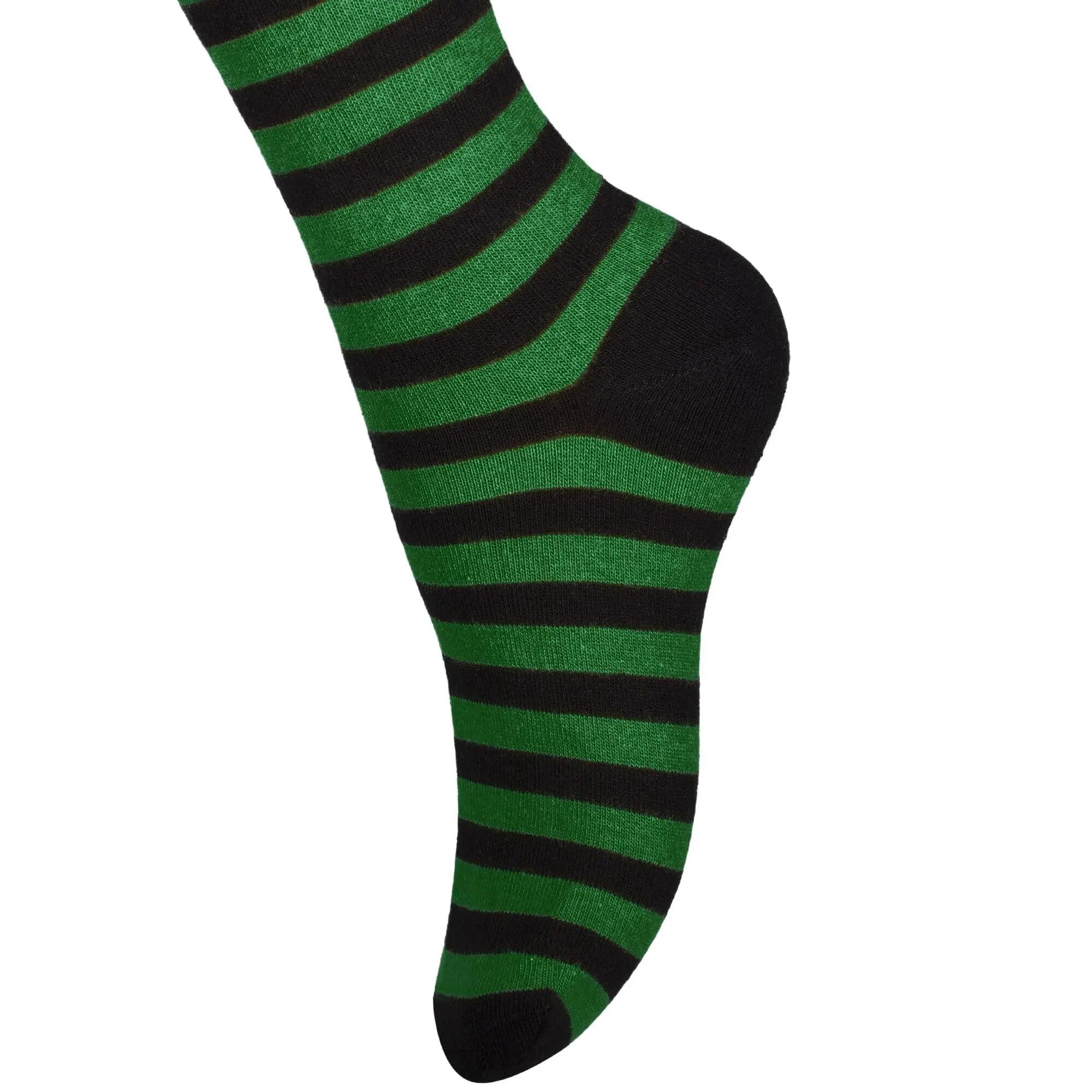 Damen Karneval Overknees Strümpfe Baumwolle Ringel oder uni Einheitsgröße 2 Paar 2/8