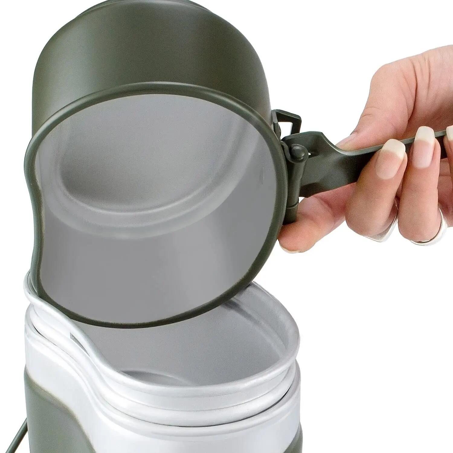 Camping Kochgeschirr Set BW-Stil Aluminium Topf Schale Pfannendeckel 2 Personen 4/4