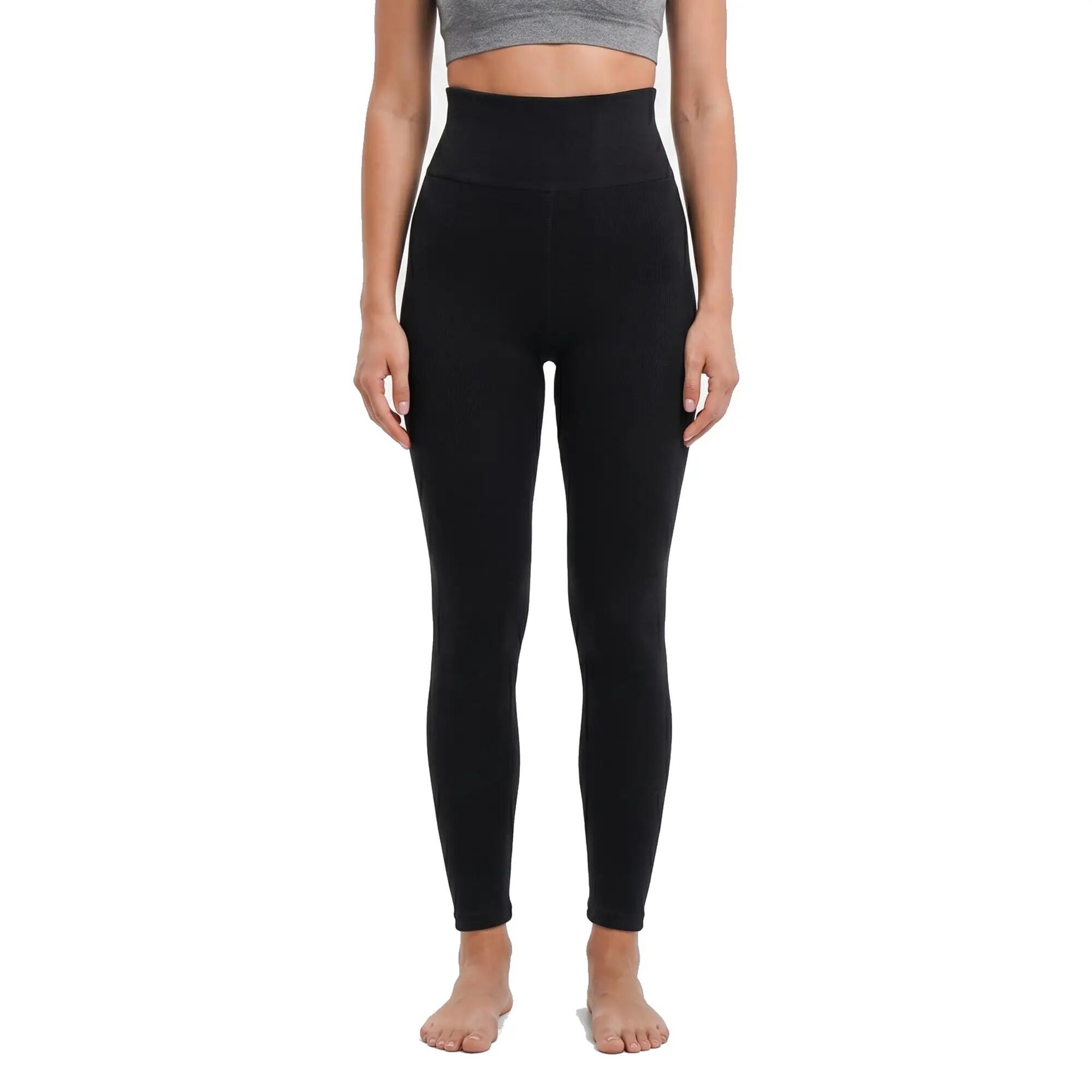 Damen Skiunterwäsche Leggings gefüttert Teddyfell-Sherpa-Futter, High Waist 1/7