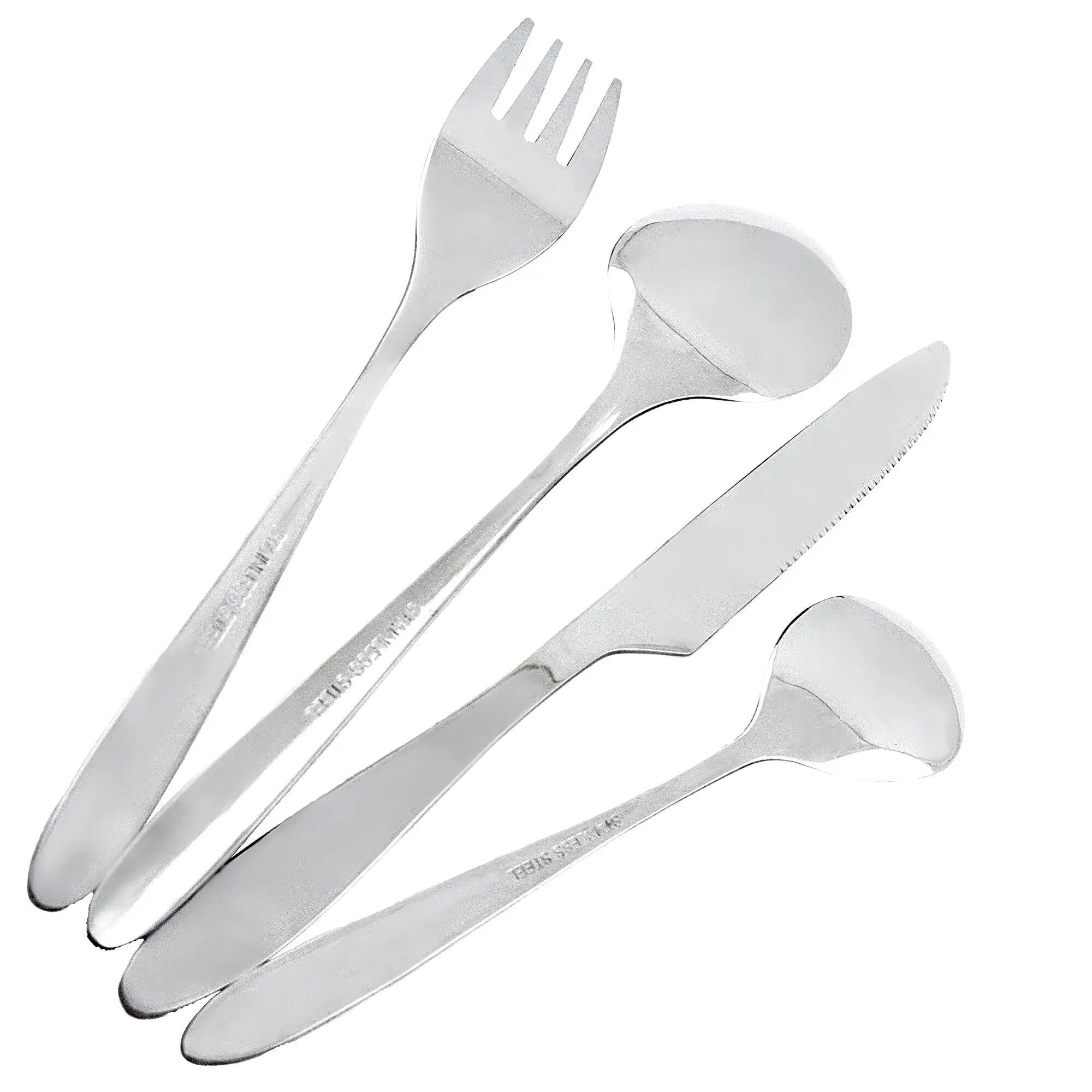 Camping Besteck Edelstahl 4-teilig im Neopren-Etui leicht ca. 80 g 1 Person 2/6
