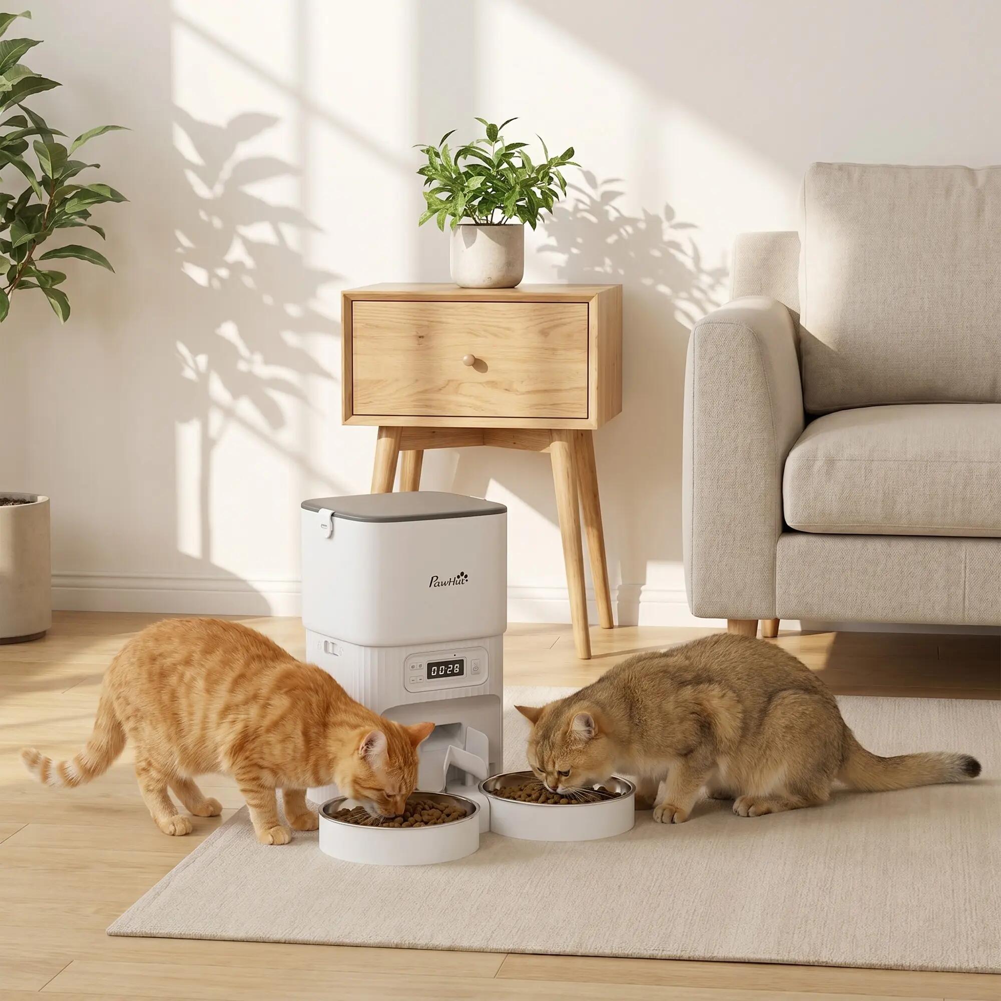 Alimentador automático para gato 33x30.5x30 cm branco PawHut 7/9