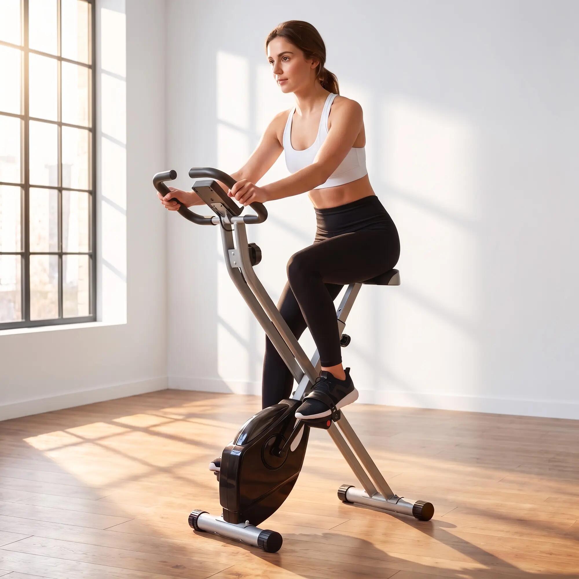 Bicicleta Estática Plegable con 8 Niveles Resistencia Magnética LCD Gris 7/10